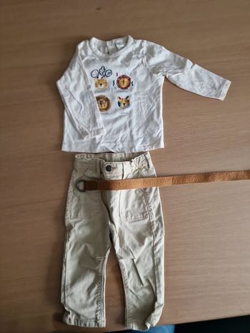 Ensemble haut et pantalon beige tao