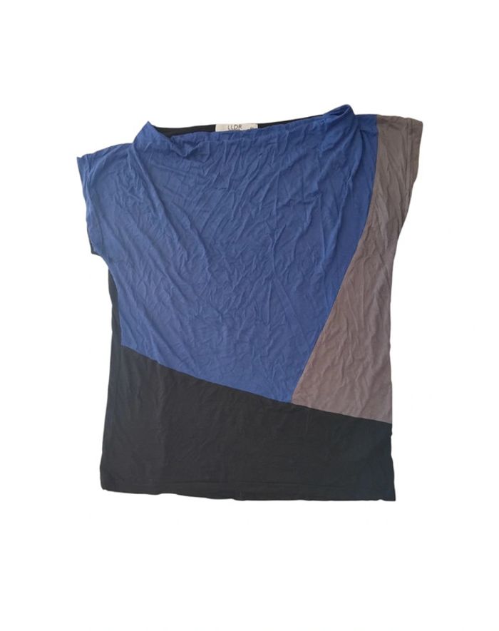 🎀 Beau Tee-shirt femme - Bleu gris et noir - Taille 46