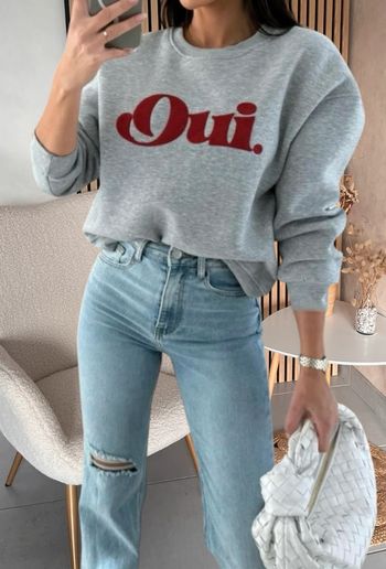 Sweat oui gris et rouge