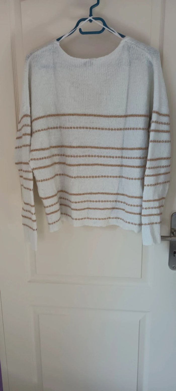 Pull marinière blanc et or - photo numéro 2
