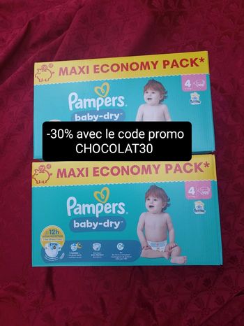 2 cartons de couches Pampers baby-dry T4 taille 4