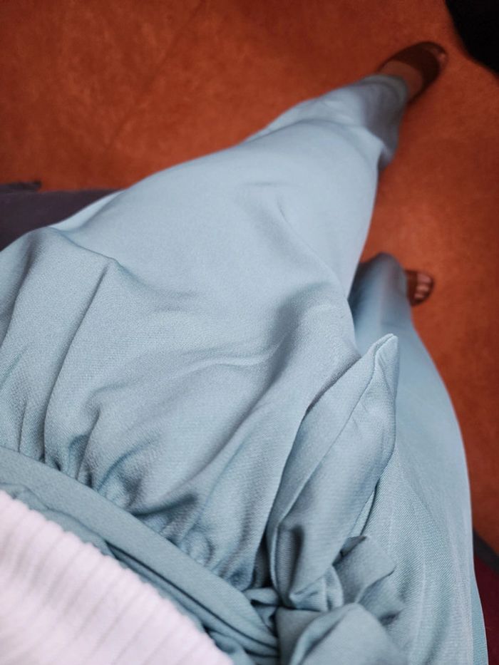 Pantalon à jambes larges / palazzo vert d'eau TU 36/40 - photo numéro 3