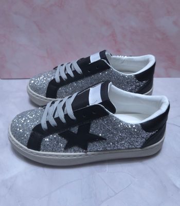 Baskets Femme Paillettes Argentées - Style Étoile Noire - Neuves Taille 36