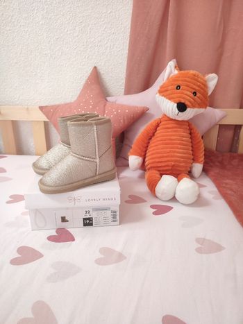 Bottes pailletées - Couleur Champagne - Interieur fourré - Comme neuve - Taille 22 - Gémo