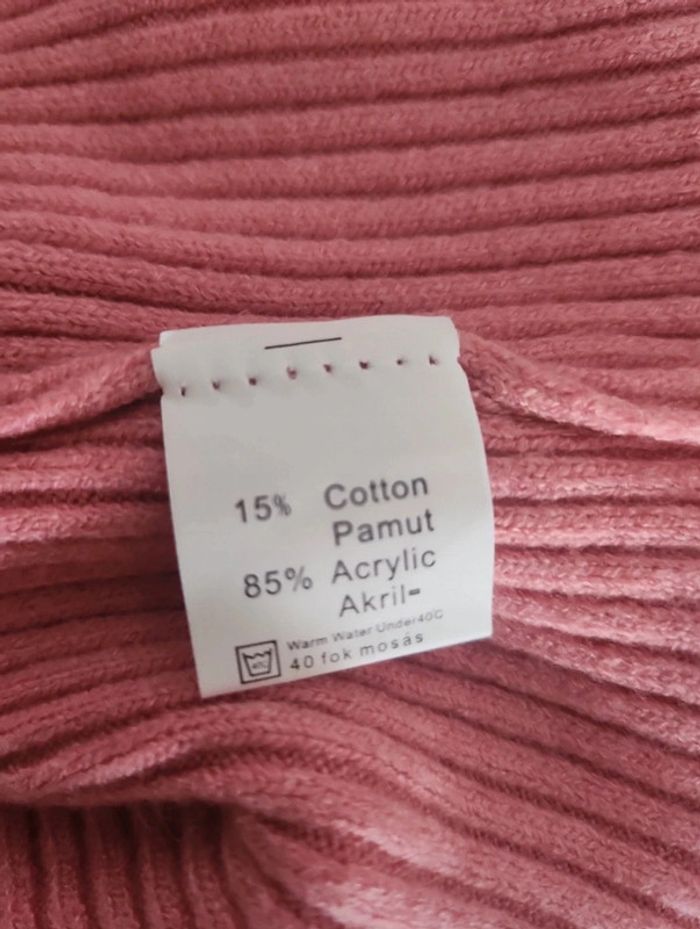 Pull col cheminé coton rose - photo numéro 5