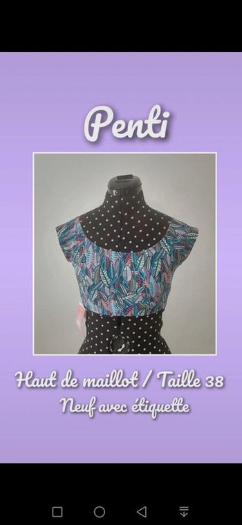 Haut de maillot de bain / croc top bleu / turquoise Taille 38