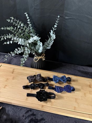 Lot 5 bandeaux élastiques noir et bleu