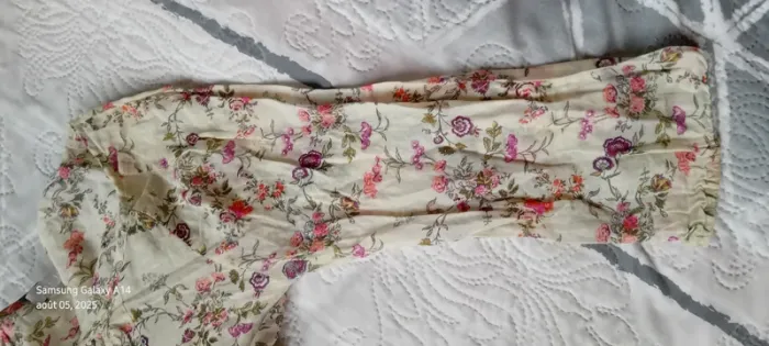 Blouse légère manches 3/4 motif fleurs esprit bohème beige femme 38 promod - photo numéro 14