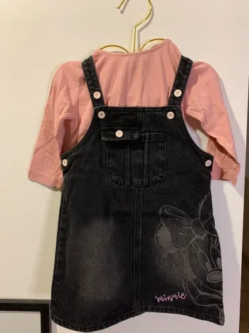 Ensemble 12-18 mois Disney Minnie fille robe salopette sous pull
