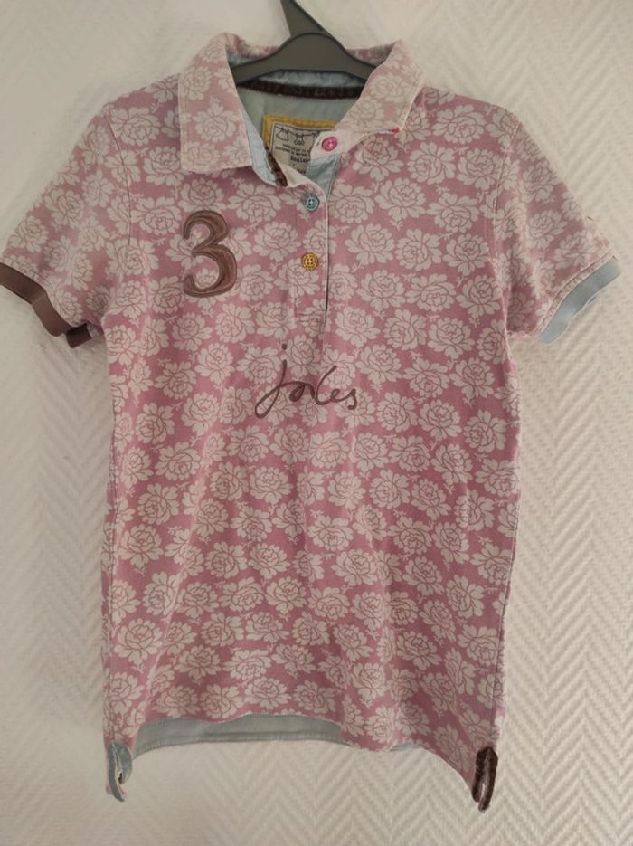 Polo joules rose et blanc 9/10 ans