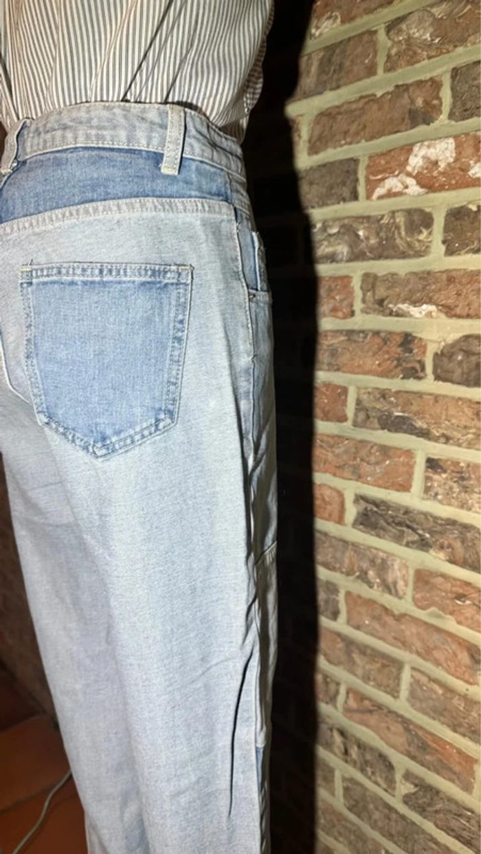 Jeans Taille Haute bleu bicolore Shein Taille XS /34 - photo numéro 11