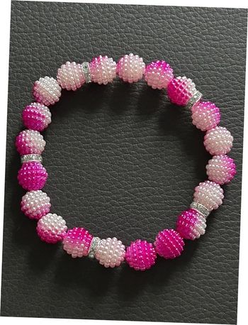 Bracelet blanc rose et argenté en perles taille unique jamais porté
