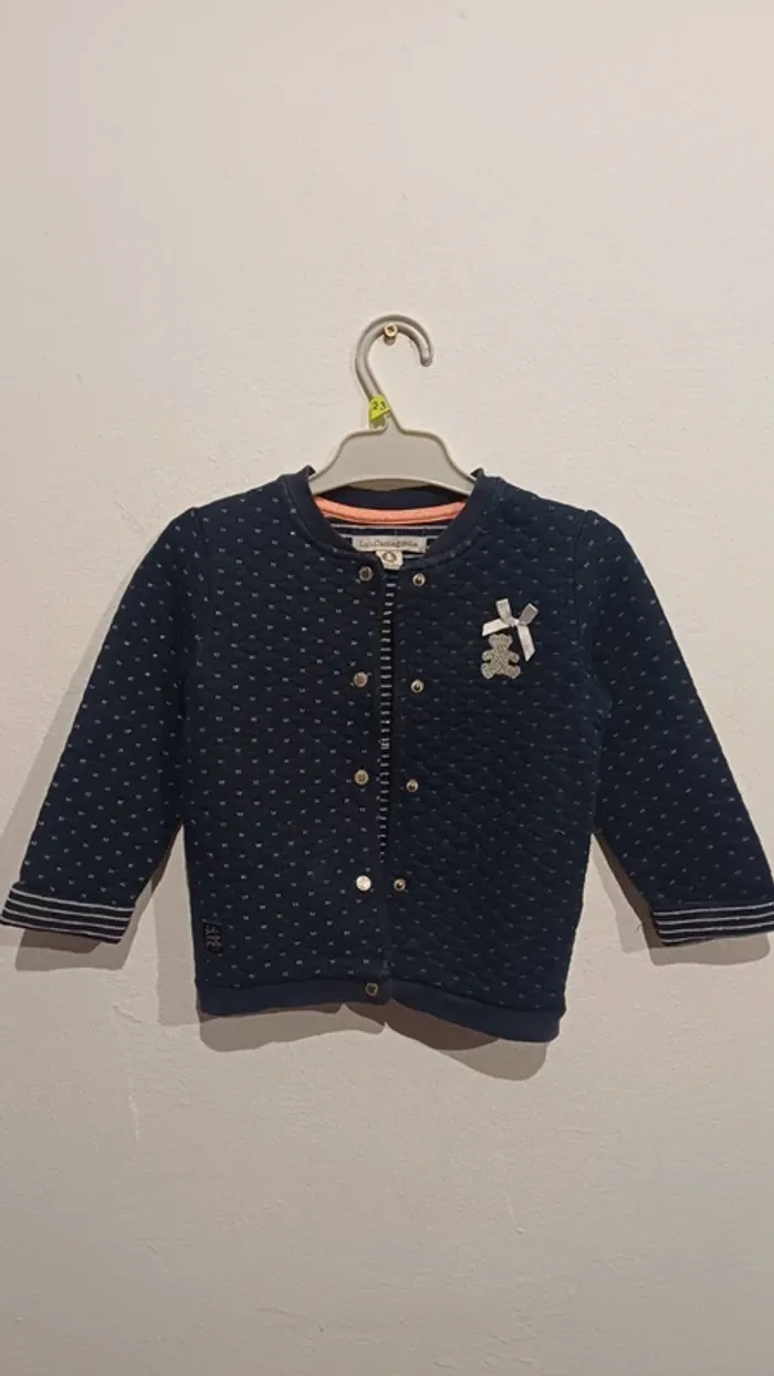 Petite veste Lulu Castagnette bleu nuit pailleté - 24 mois