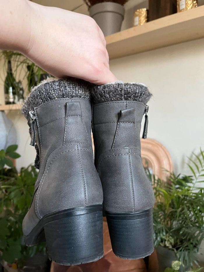 Bottines à talons chaude doublé à lacets - gris, blanc et noir - photo numéro 11