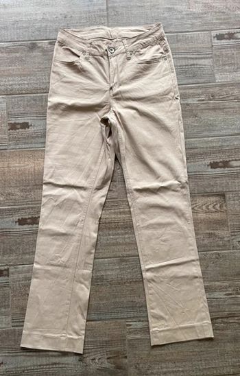 Pantalon fin coupe droite beige