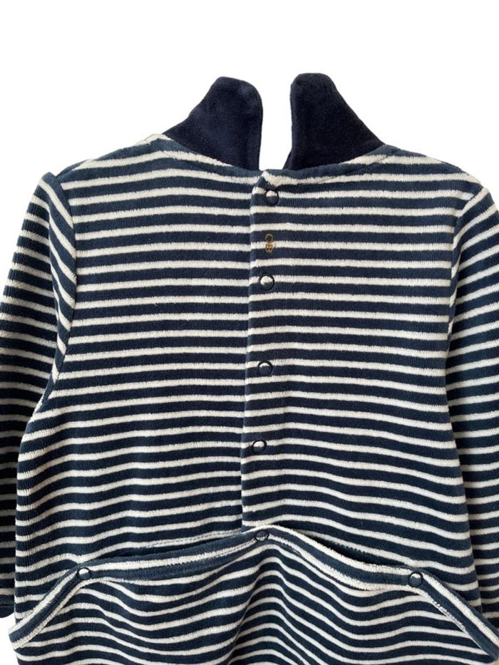 Pyjama rayé bleu marine en velours - Obaïbi 12 mois (74cm) - photo numéro 4