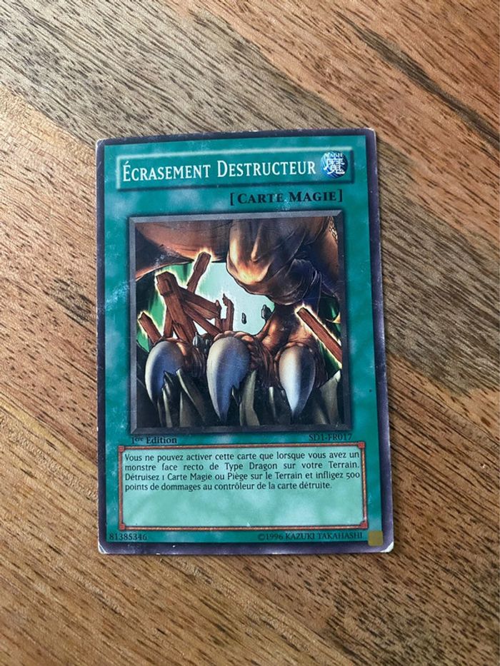 Carte Yu-Gi-Oh! Écrasement destructeur SD1-FR017 1ère édition 1996