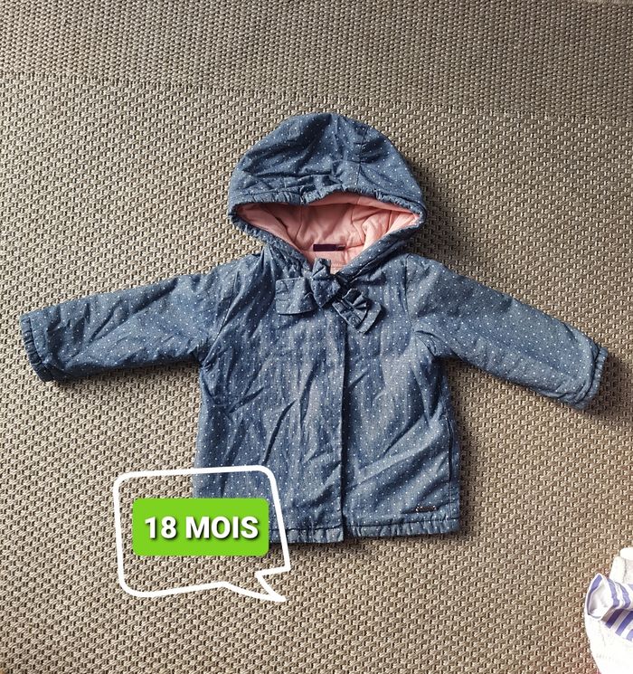 Manteau à capuche mi saison fille - 18 mois
