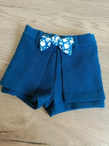 Short à pans effet jupe bleu- 9 mois - obaïbi