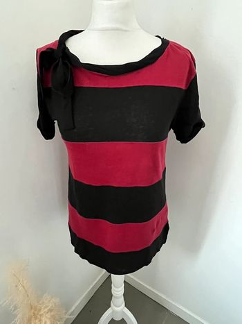 Blouse en lin noir et rouge Sandro M