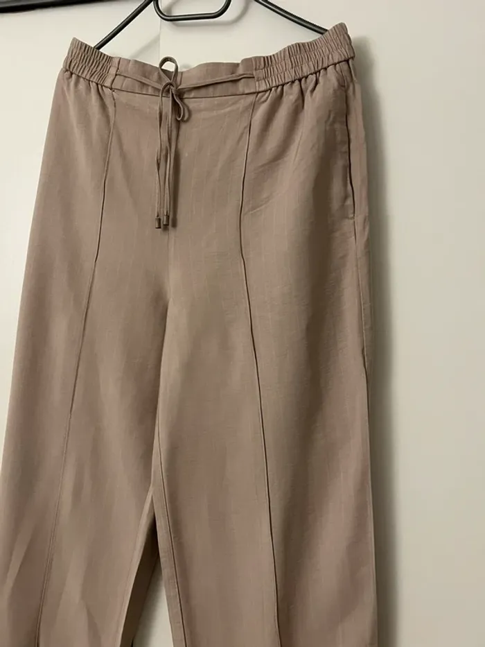 Pantalon large rose clair à rayures fines blanches Primark - photo numéro 6