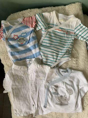 Lot de 2 bodies et deux t shirt 0 mois