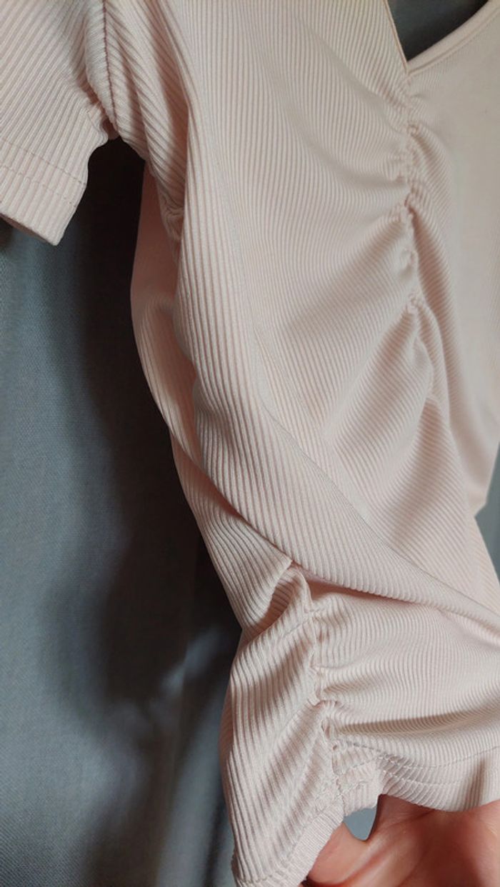 Crop Top Froncé Beige – Taille M - shein - photo numéro 5