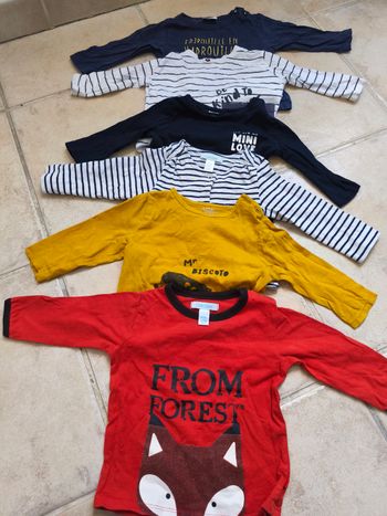 Lot 6 tee shirt manches longues garçon 6 mois