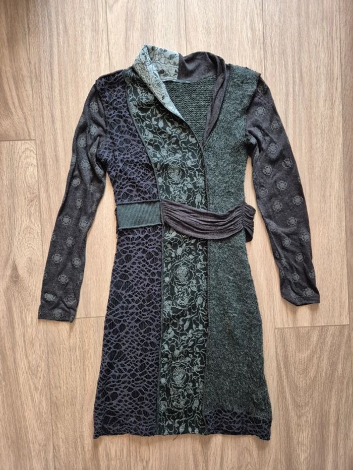 Robe pull grise originale manches longues