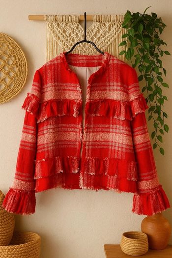 🌼 Veste femme taille L , Zara (Rouge/blanc) 🌼