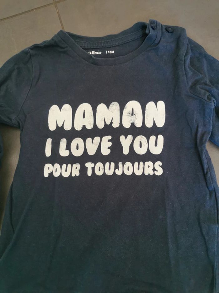 Tee-shirt manches longues Gémo 18 mois maman I love you pour toujours - photo numéro 2