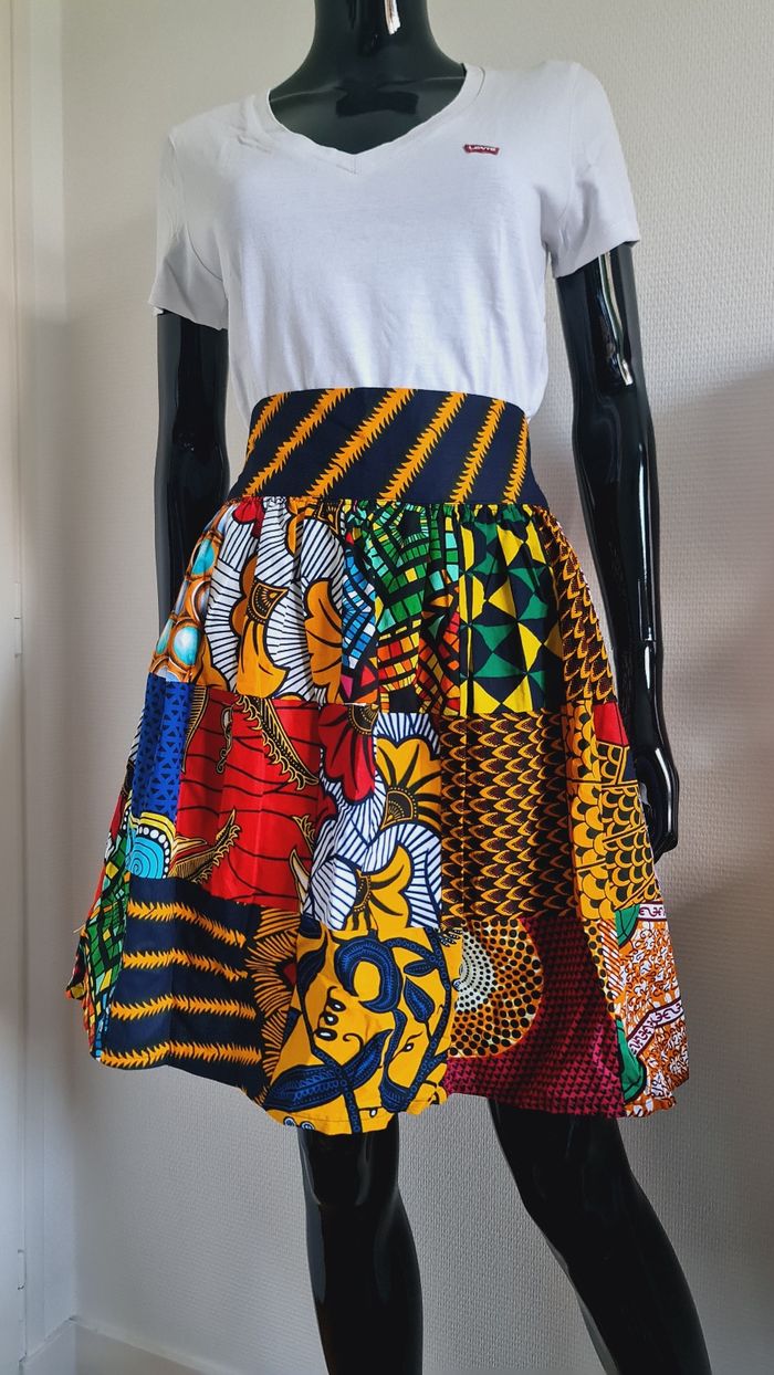 Jupe courte wax patchwork