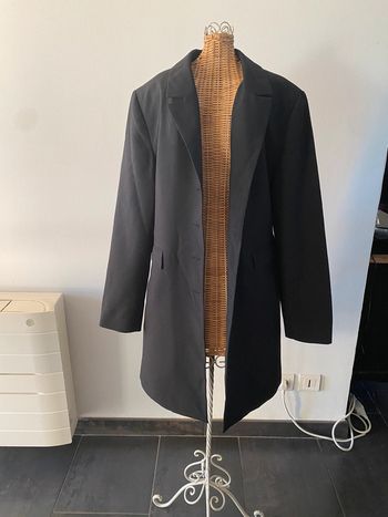 Veste blazer long 3/4 noir camaïeu taille 38