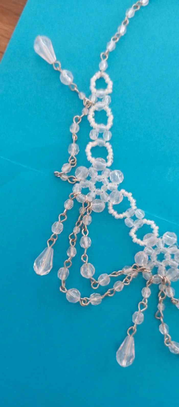 Collier perles rocailles transparentes vintage - photo numéro 5