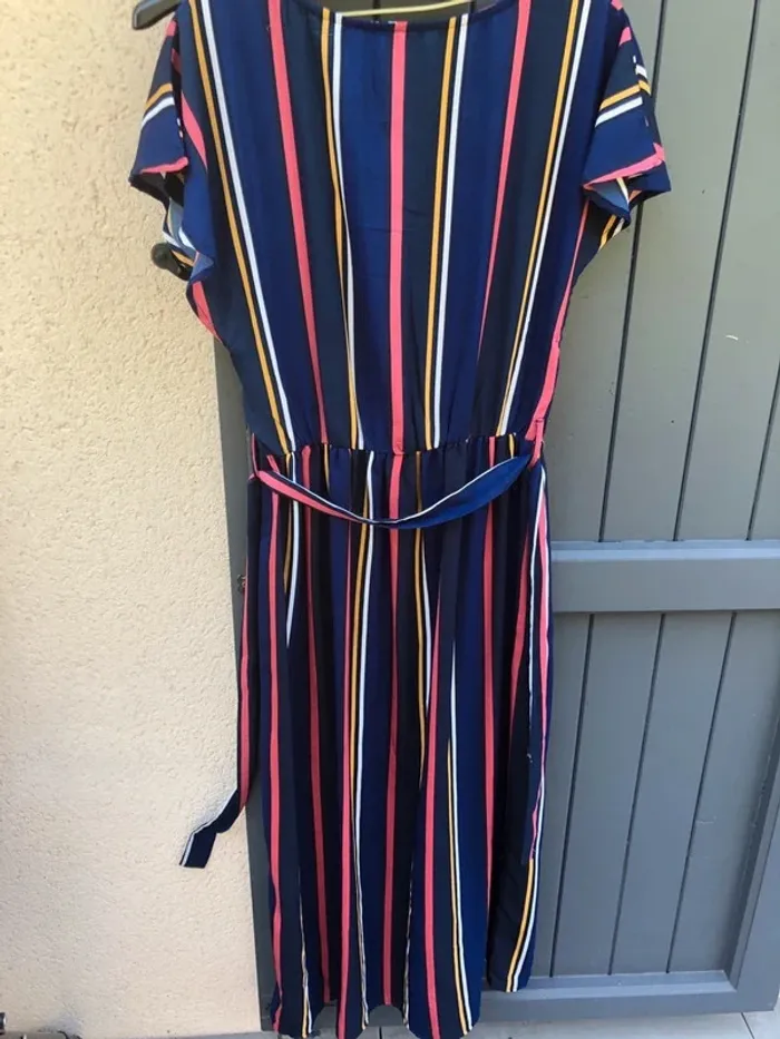 Robe longue rayée bleue marine - La Halle - Taille 34 - photo numéro 4