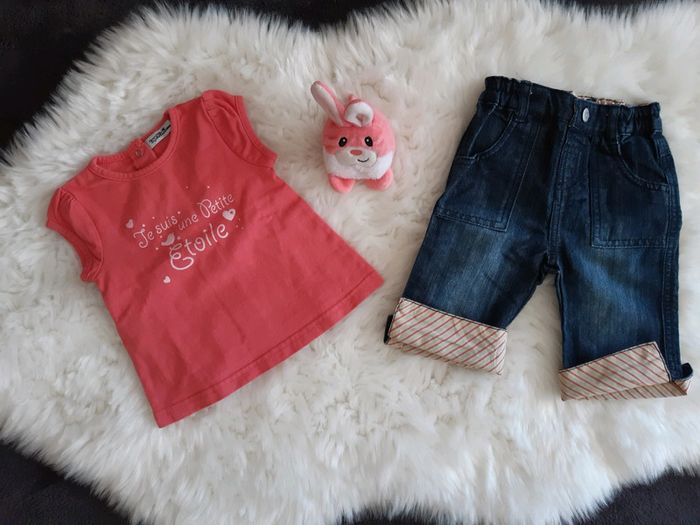 Ensemble pantacourt fille 6 mois tape à l'oeil