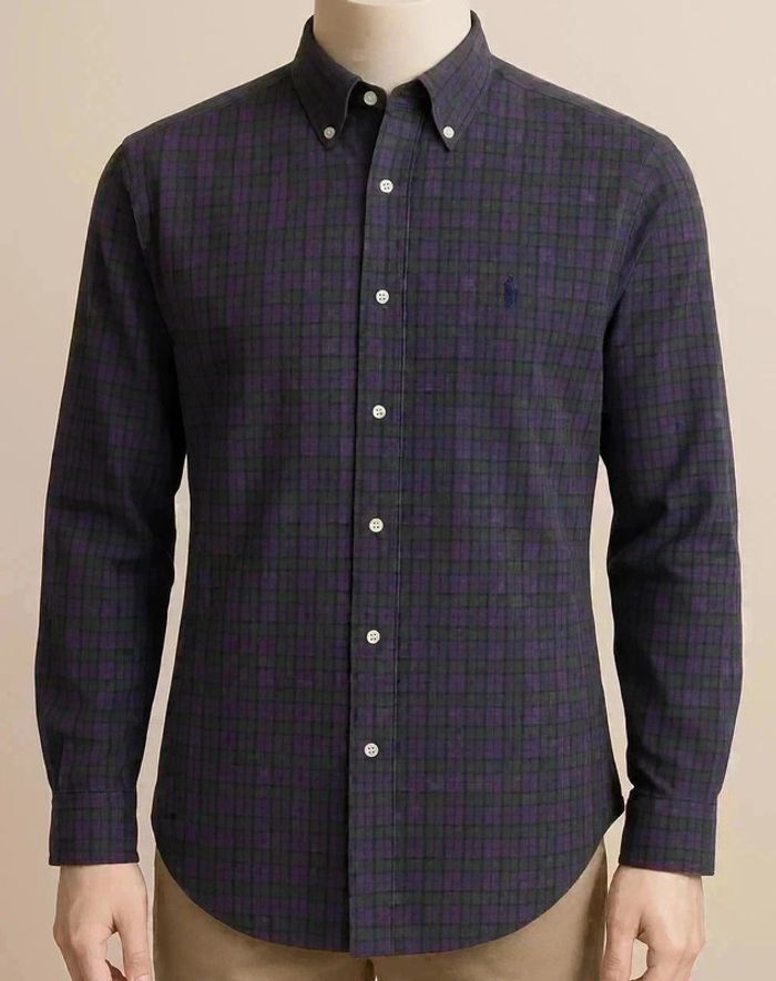 Chemise Ralph Lauren Vichy Vert & Violet - Vintage Y2K