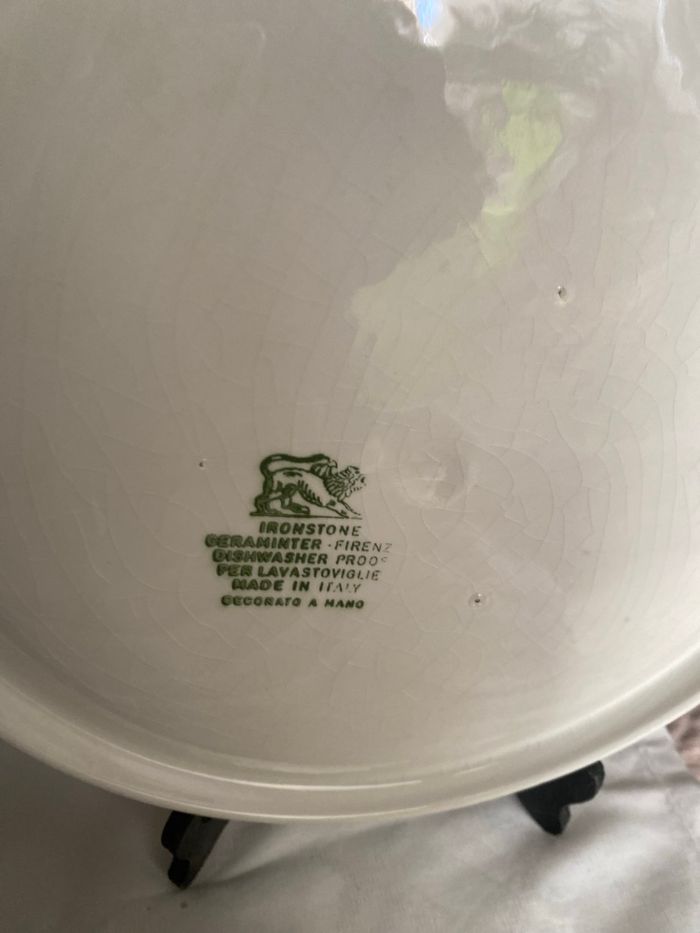 Lot de 6 assiettes à fondue vintage - Ceraminter Firenze - Année 60, filets rouges - très bon état - photo numéro 6