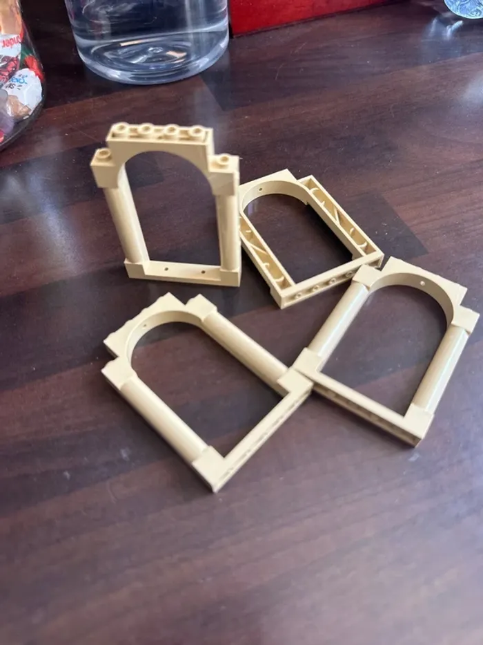 4 Arche Lego Door, Frame 1 x 6 x 7 Arched with Notches and Rounded Pillars ref 40066 Tan - photo numéro 2