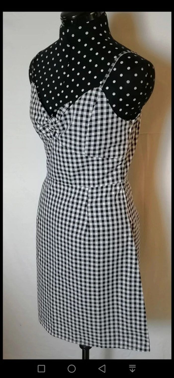 Robe vichy / petits carreaux noir blanc Taille S Libertie - photo numéro 7
