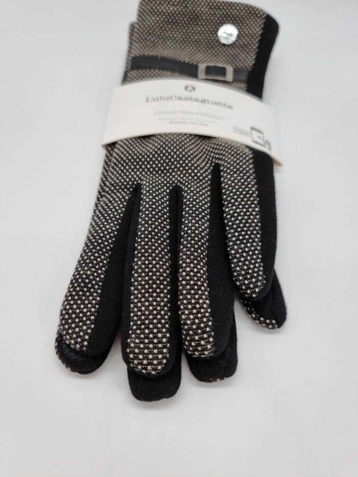 Lulu Castagnette gants tactiles noir blanc * collection prémium * - photo numéro 2