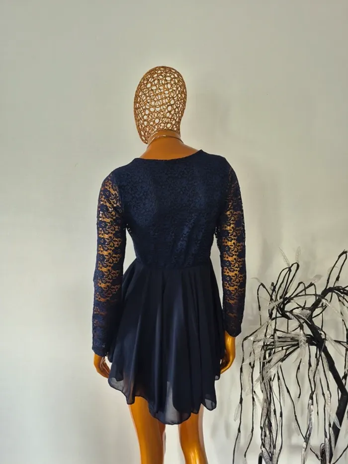 Robe Bleu Marine en dentelle Manches Longues Femme Taille Unique - photo numéro 2