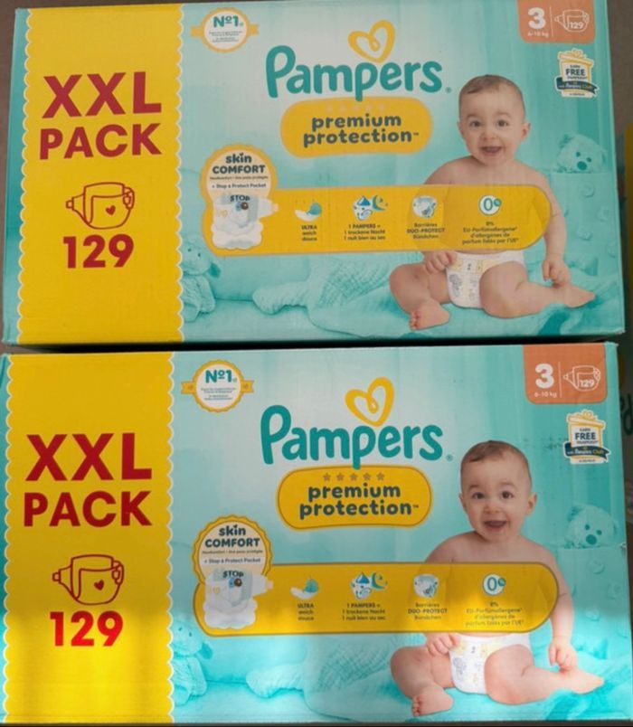 2 cartons de couches Pampers taille 3