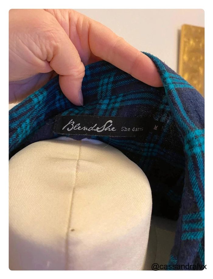 Chemise à carreaux bleue et verte - BlendShe - photo numéro 3