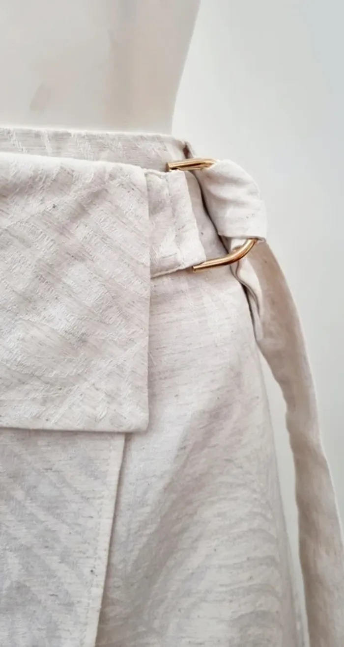 Jupe portefeuille beige naf naf 38 imprimée tropical neuve - photo numéro 4
