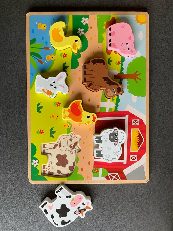 Puzzle bois animaux de la ferme - photo numéro 2