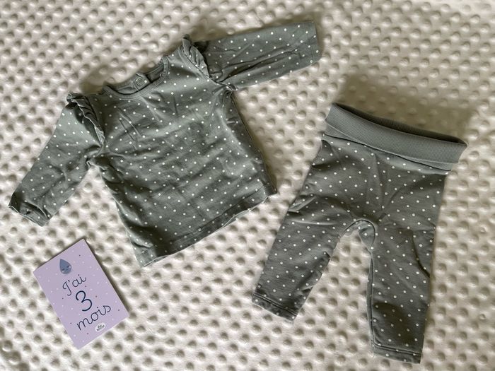 Ensemble kaki à pois pour bébé