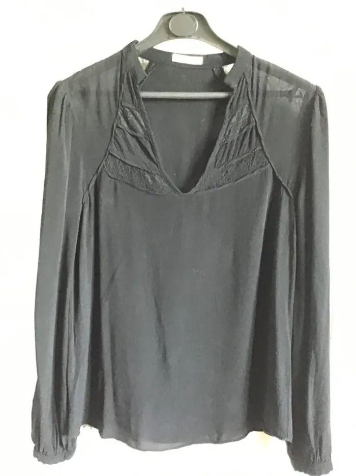 Blouse noire empiècement dentelle Orfeo - photo numéro 6