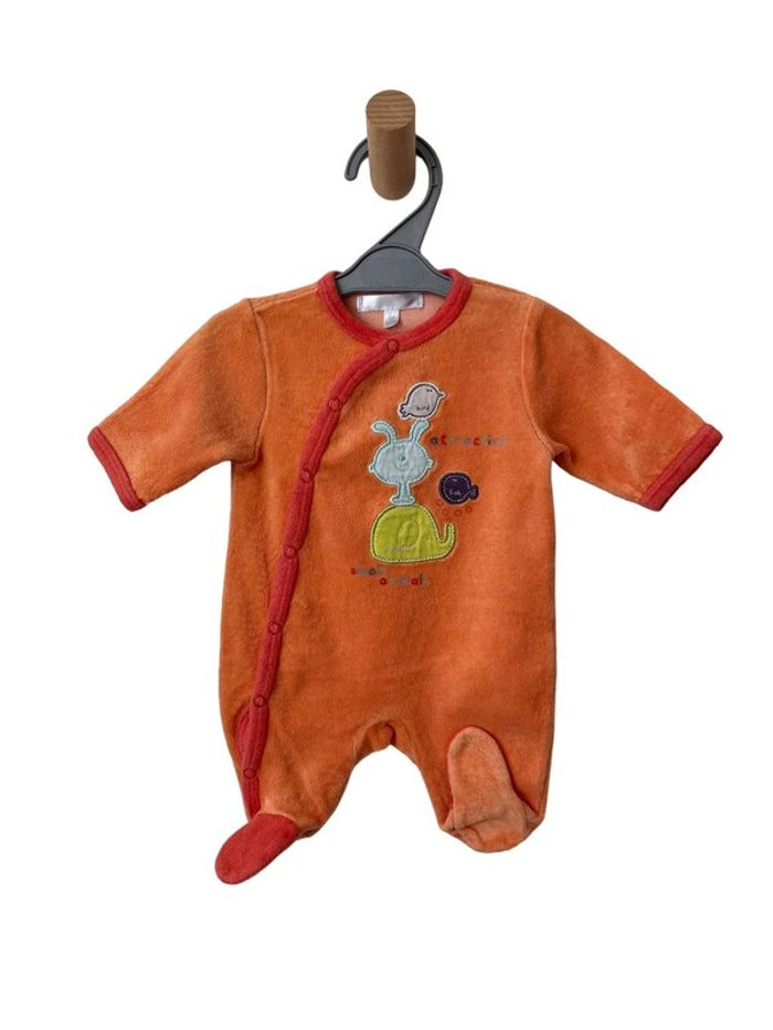 Pyjama (dors-bien) en velours orange - taille naissance