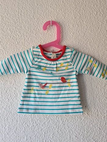 tee-shirt blanc et bleu oiseaux Orchestra